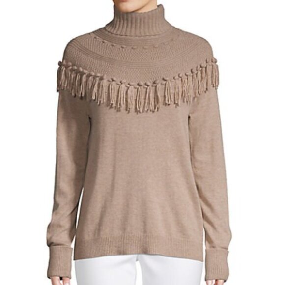 Saks Fifth Avenue Fringe Turtleneck Sweater S - Picture 1 of 5